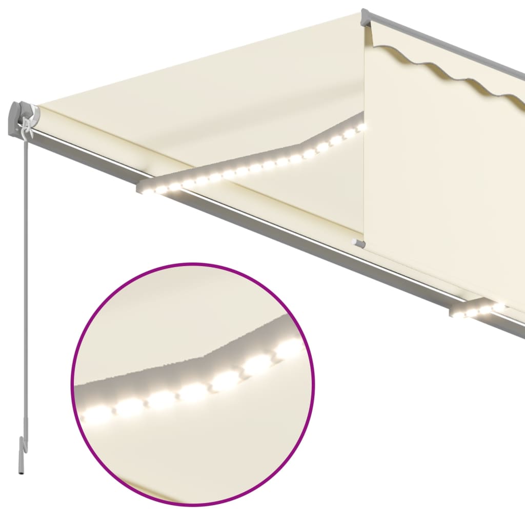 vidaXL Auvent rétractable manuel avec store et LED 3,5x2,5 m Crème