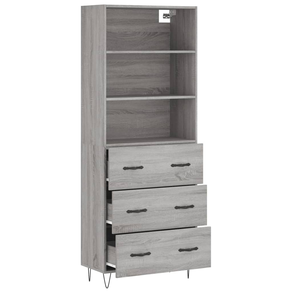 vidaXL Buffet haut Sonoma gris 69,5x34x180 cm Bois d'ingénierie