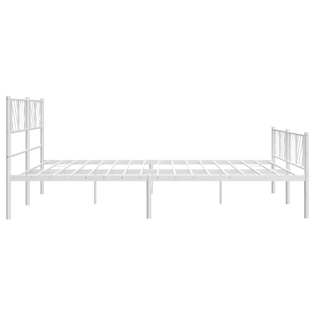 vidaXL Cadre de lit métal sans matelas et pied de lit blanc 193x203 cm