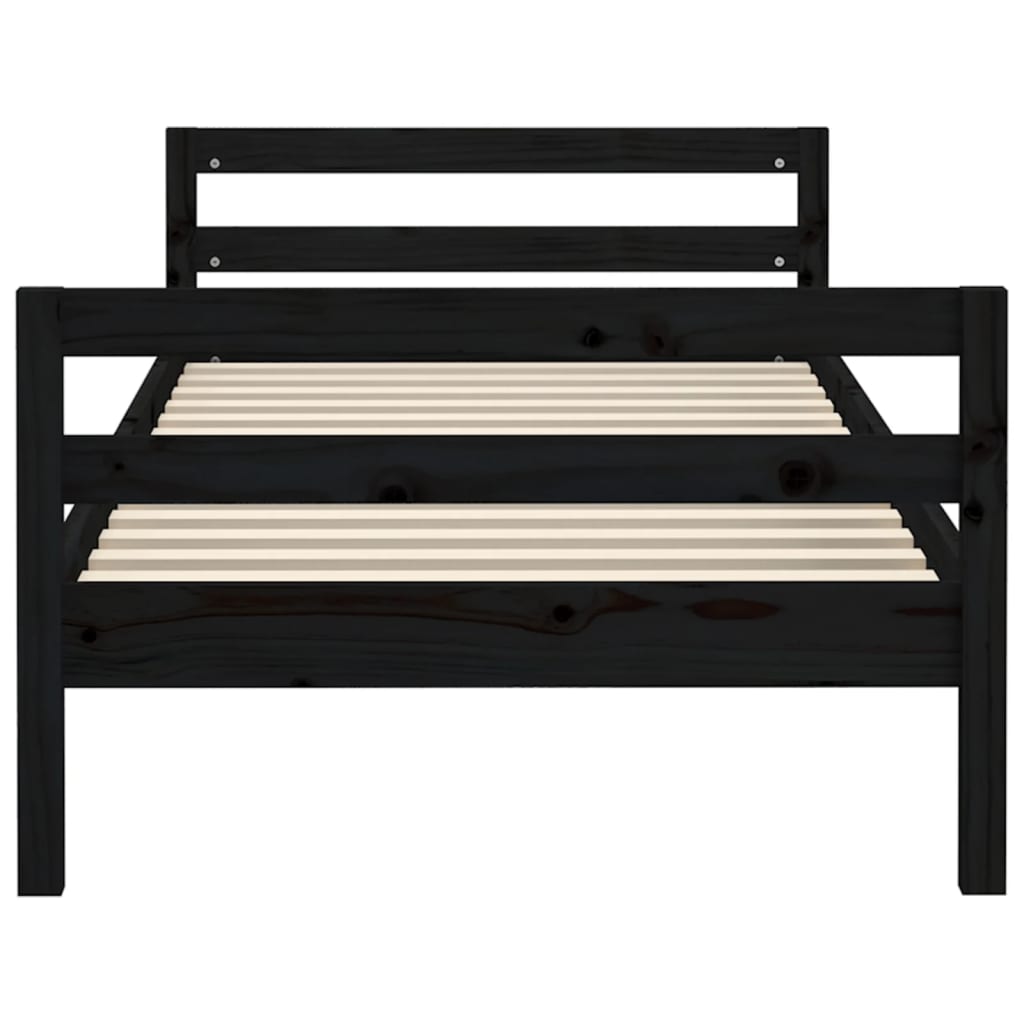 vidaXL Cadre de lit sans matelas noir 90x190 cm bois de pin massif