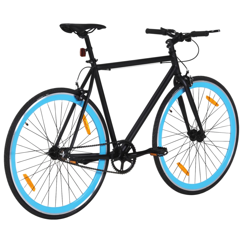 vidaXL Vélo à pignon fixe noir et bleu 700c 59 cm