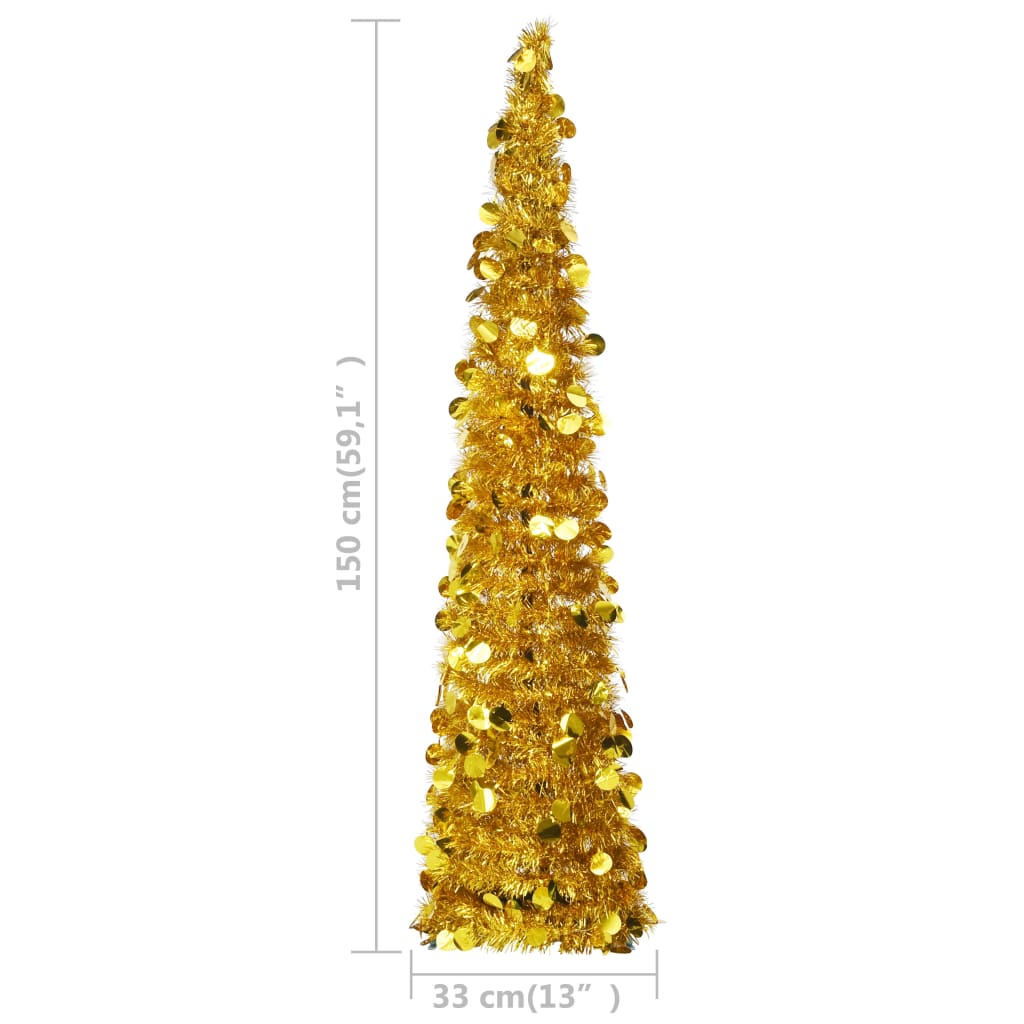 vidaXL Sapin de Noël artificiel escamotable doré 150 cm PET