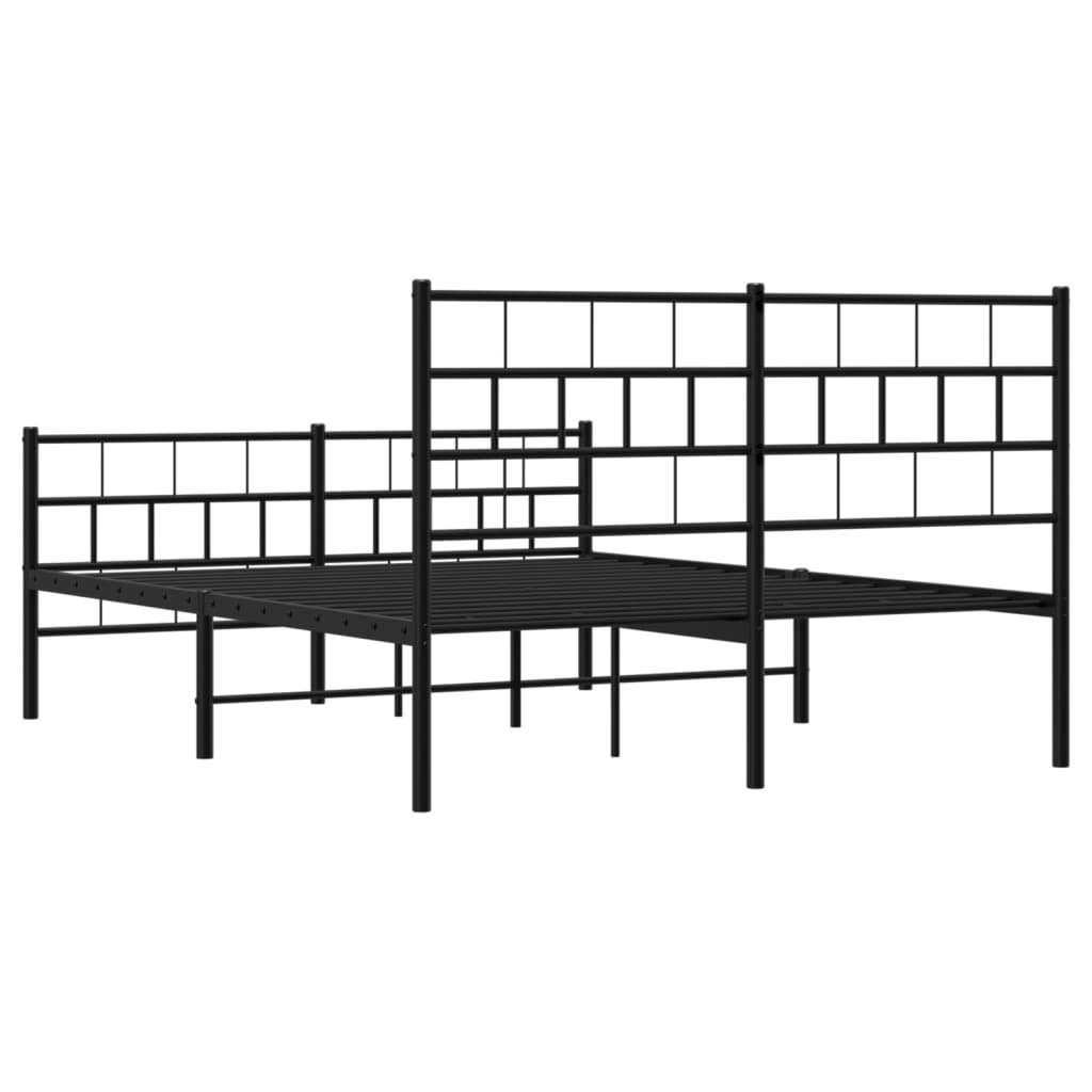 vidaXL Cadre de lit métal avec tête de lit/pied de lit noir 150x200 cm