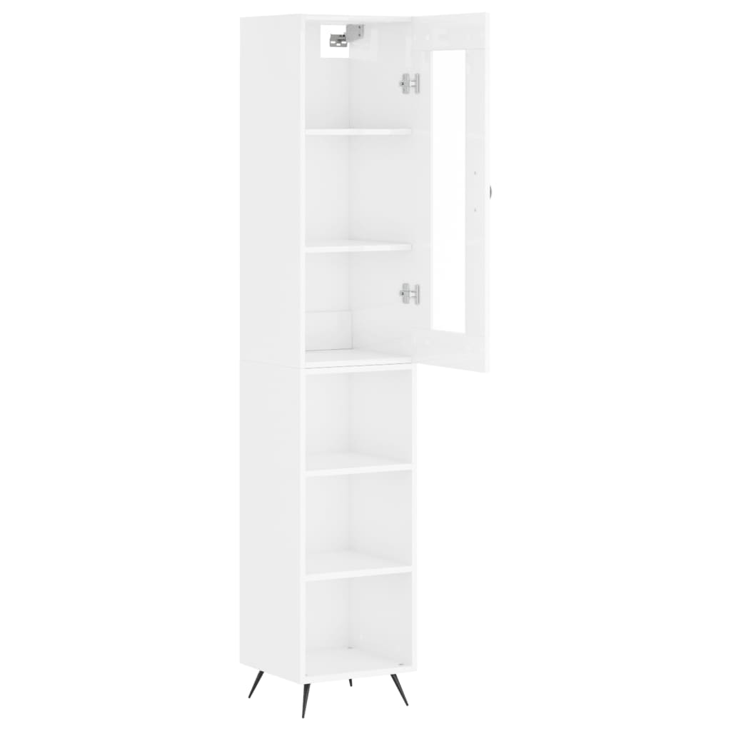 vidaXL Buffet haut Blanc brillant 34,5x34x180 cm Bois d'ingénierie