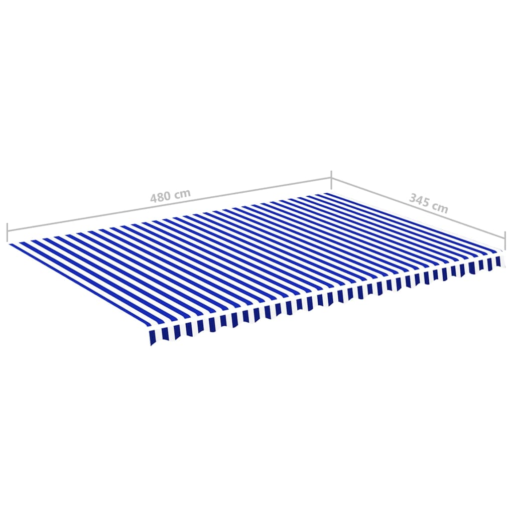 vidaXL Tissu de remplacement pour auvent Bleu et blanc 5x3,5 m
