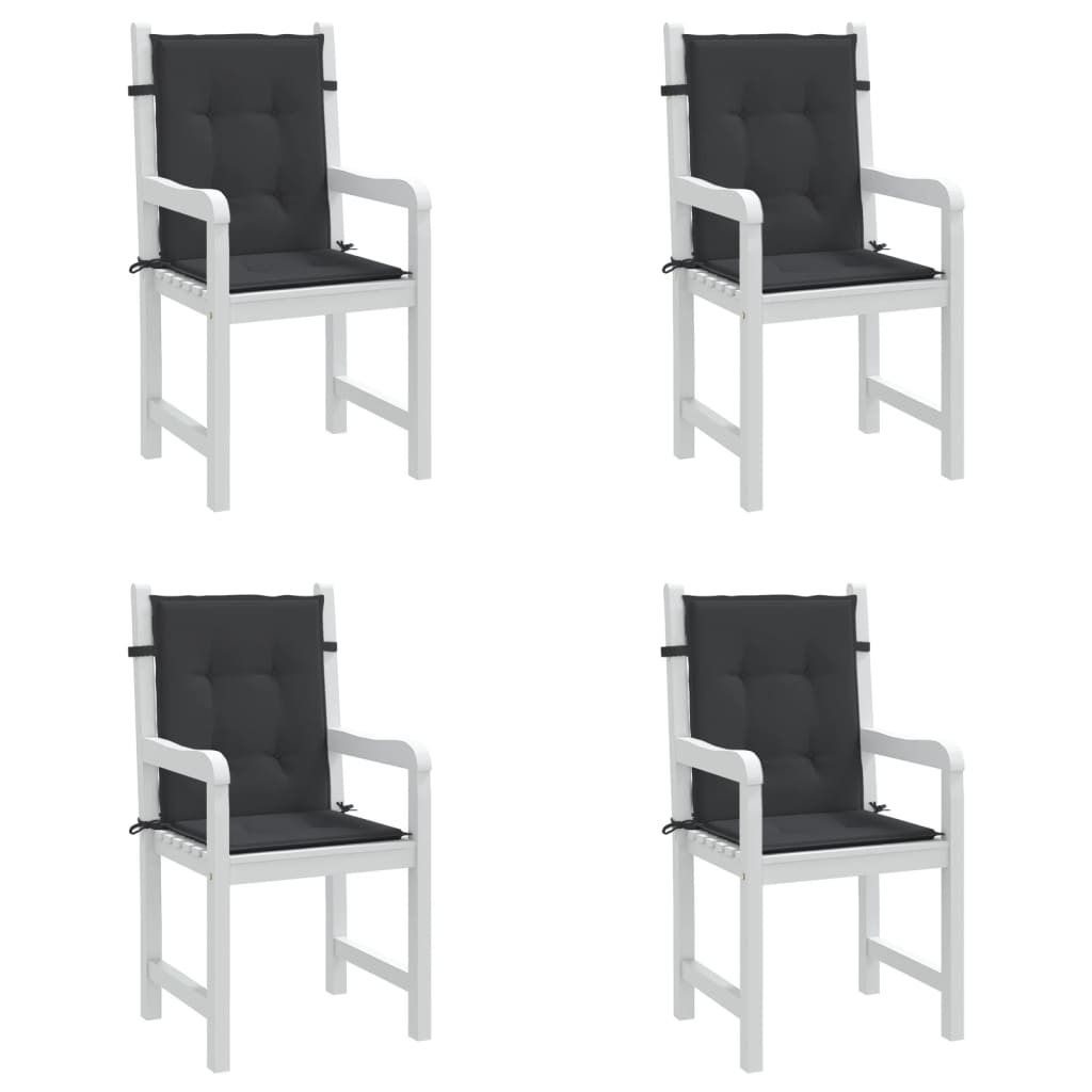 vidaXL Coussins de chaise de jardin à dossier bas lot de 4 noir