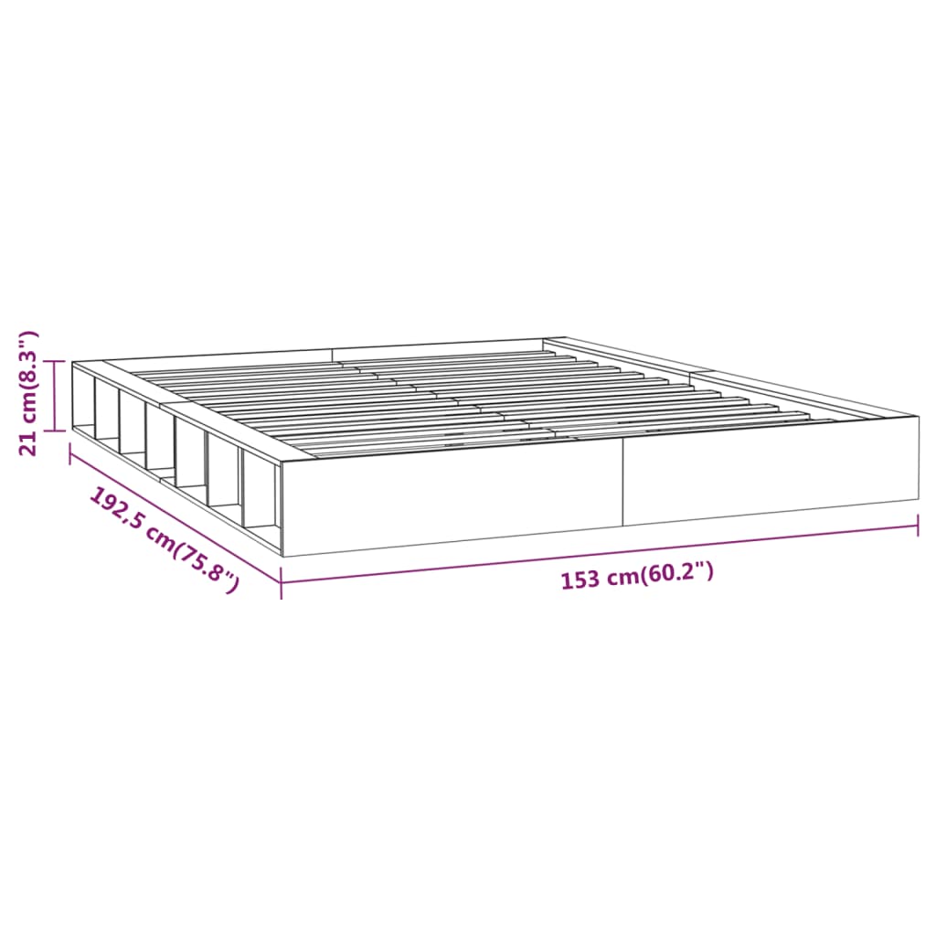 vidaXL Cadre de lit 135x190 cm Double Bois massif