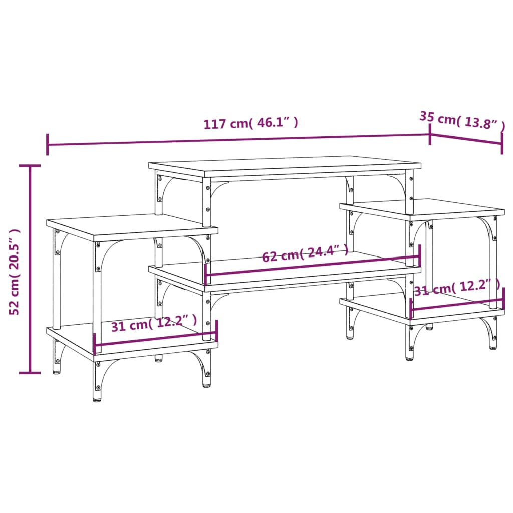 vidaXL Meuble TV Sonoma gris 117x35x52 cm Bois d'ingénierie