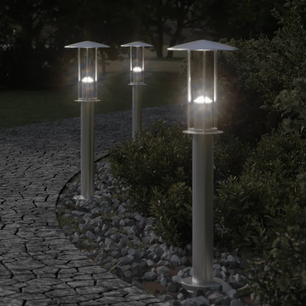 vidaXL Lampadaires d'extérieur 3 pcs argenté 60 cm acier inoxydable