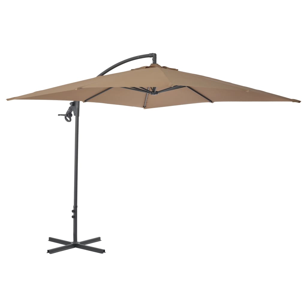 vidaXL Parasol de jardin en porte-à-faux avec poteau en acier taupe