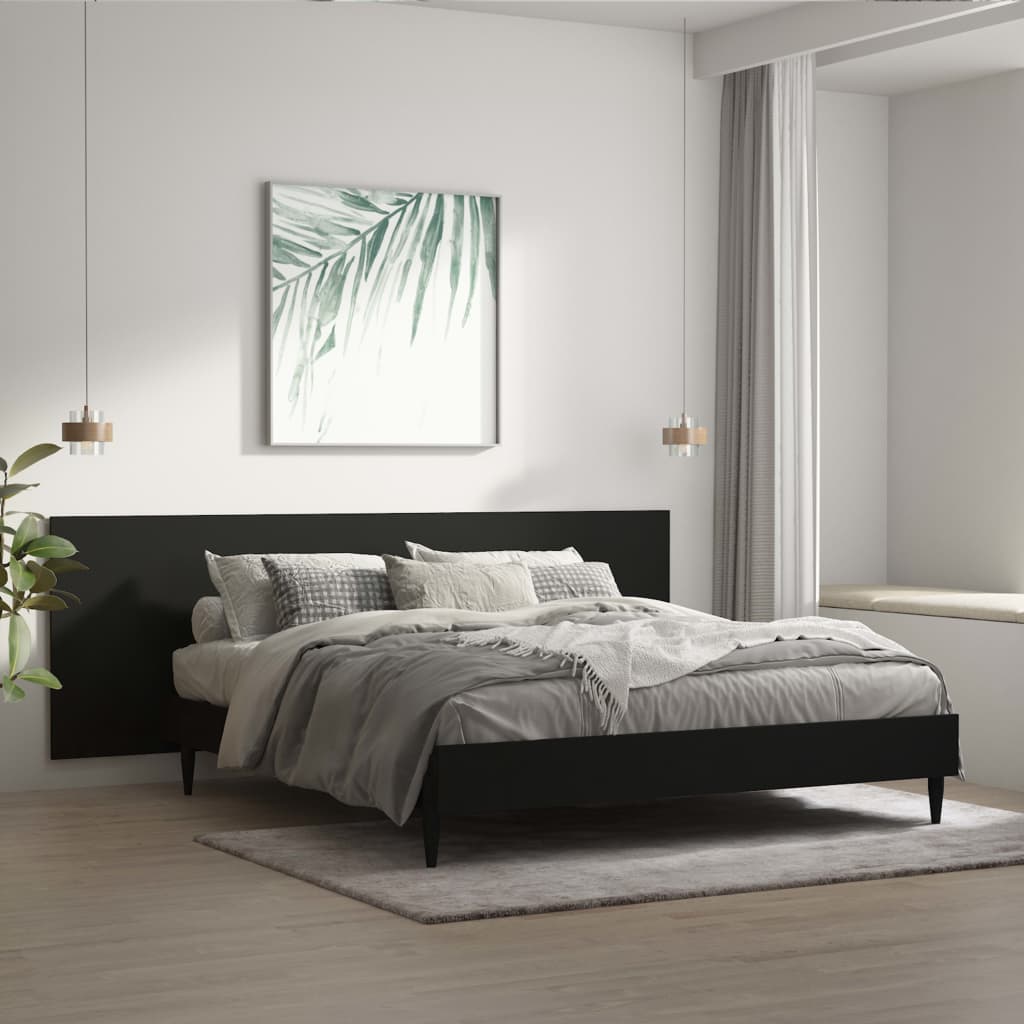 vidaXL Tête de lit murale Noir 240x1,5x80 cm Bois d'ingénierie