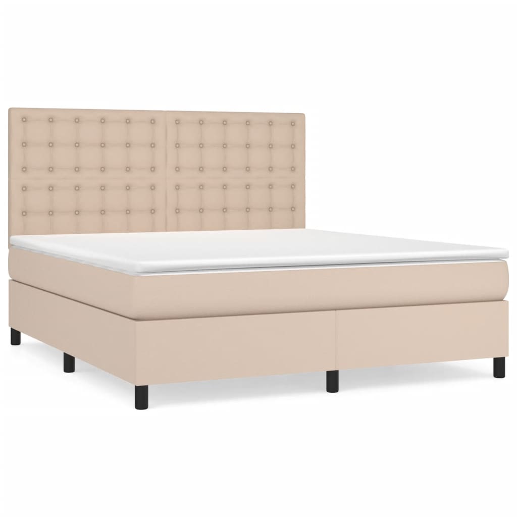 vidaXL Sommier à lattes de lit avec matelas Cappuccino 160x200 cm