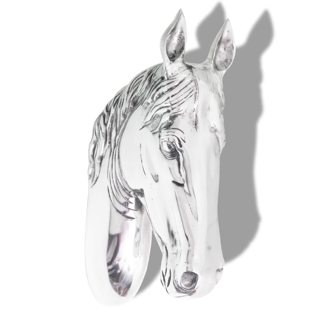 vidaXL Décoration murale en forme de tête de cheval Aluminium Argenté