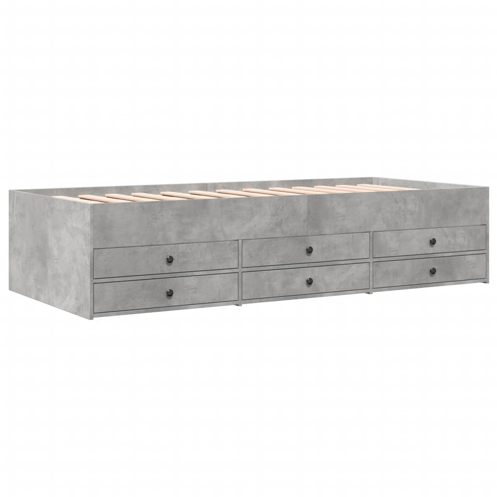 vidaXL Lit de jour et tiroirs gris béton 75x190 cm bois d'ingénierie