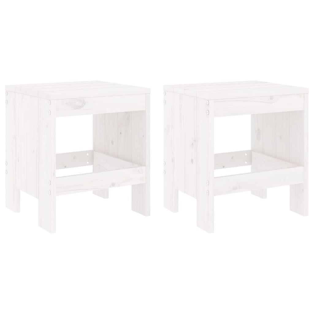 vidaXL Tabourets de jardin lot de 2 blanc 40x36x45 cm bois massif pin