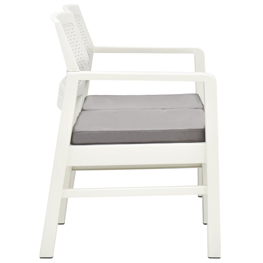 vidaXL Banc de jardin à 2 places et coussins 120 cm Plastique Blanc