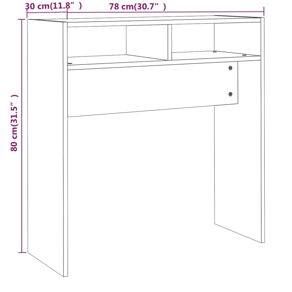 vidaXL Table console Chêne marron 78x30x80 cm Bois d'ingénierie
