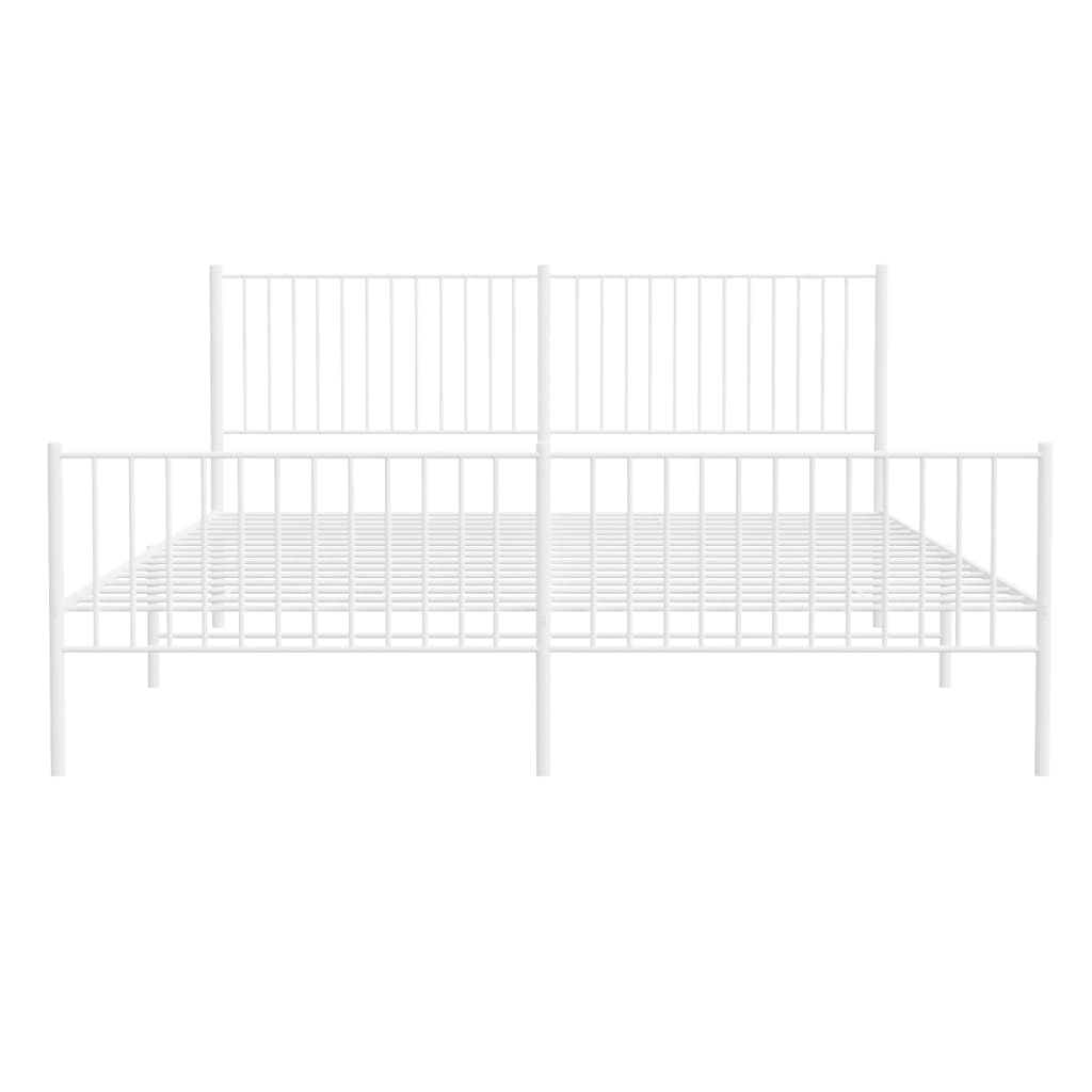 vidaXL Cadre de lit métal sans matelas et pied de lit blanc 193x203 cm