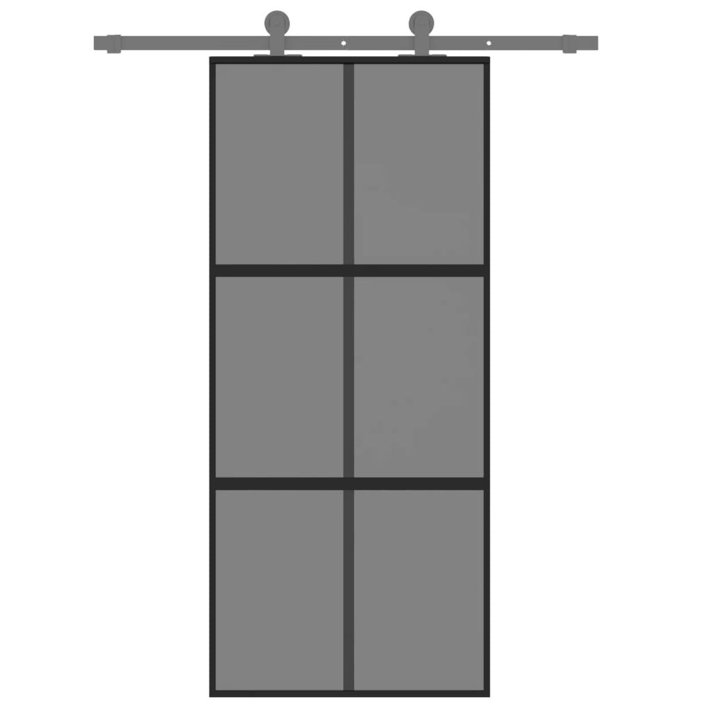 vidaXL Porte coulissante noir 90x205 cm verre trempé aluminium