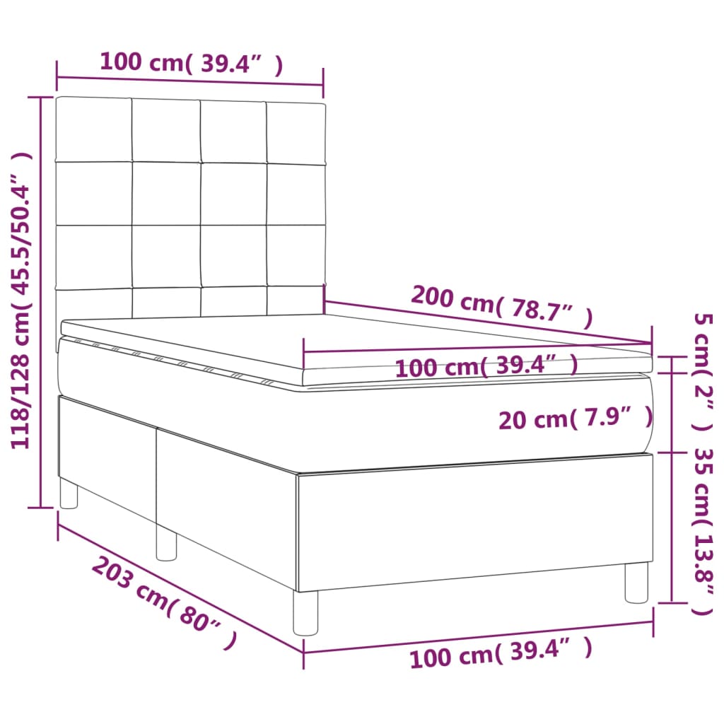 vidaXL Sommier à lattes de lit avec matelas Rose 100x200 cm Velours