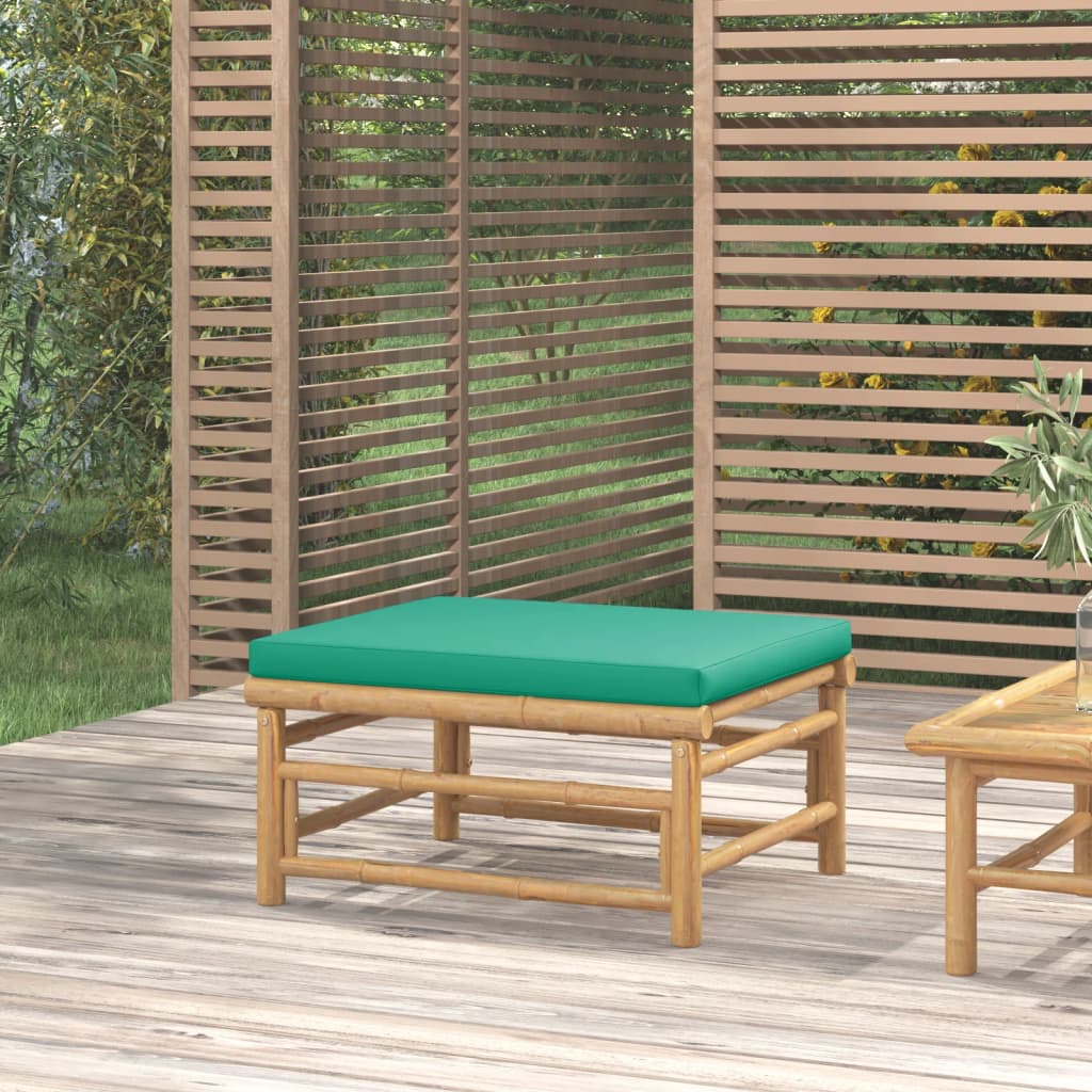 vidaXL Repose-pieds de jardin avec coussin vert bambou