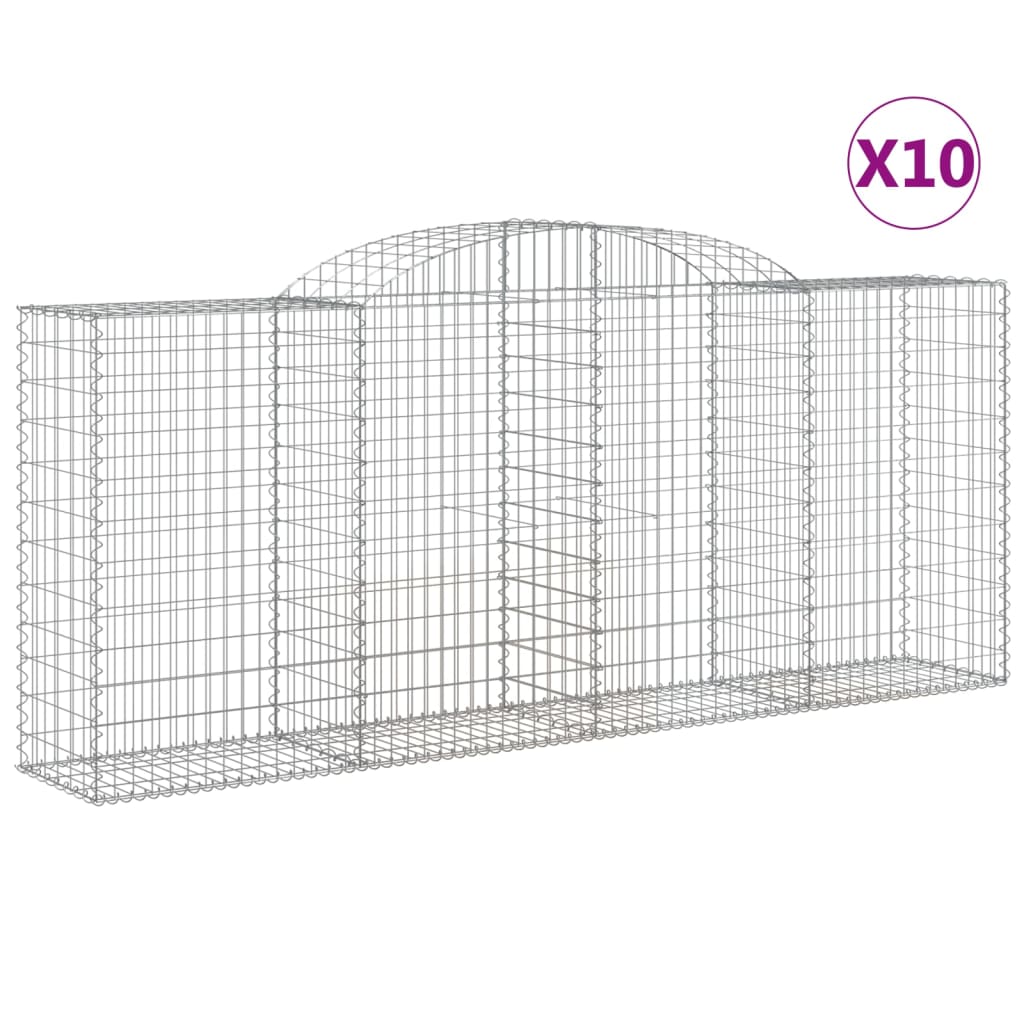 vidaXL Paniers à gabions arqués 10 pcs 300x50x120/140 cm fer galvanisé