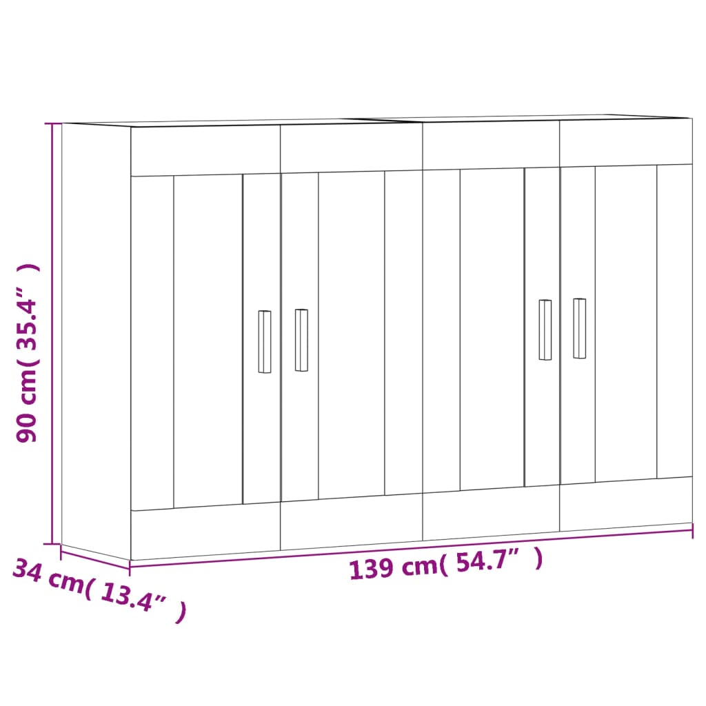 vidaXL Armoires murales 2 pcs gris béton bois d'ingénierie