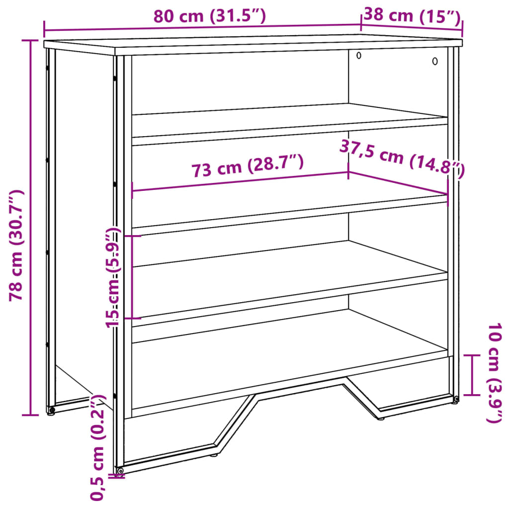 vidaXL Armoire à chaussures sonoma gris 80x38x78 cm bois d'ingénierie