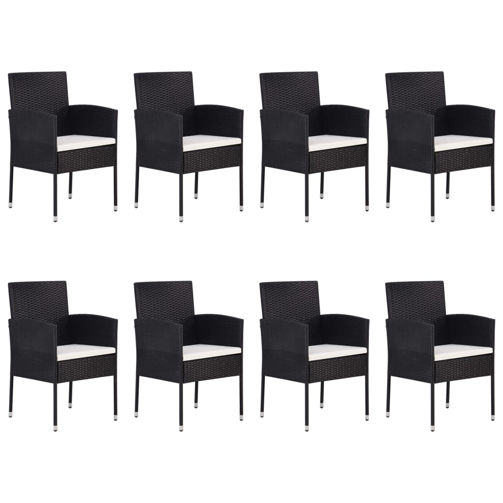 vidaXL Ensemble de salle à manger de jardin 9 pcs Noir