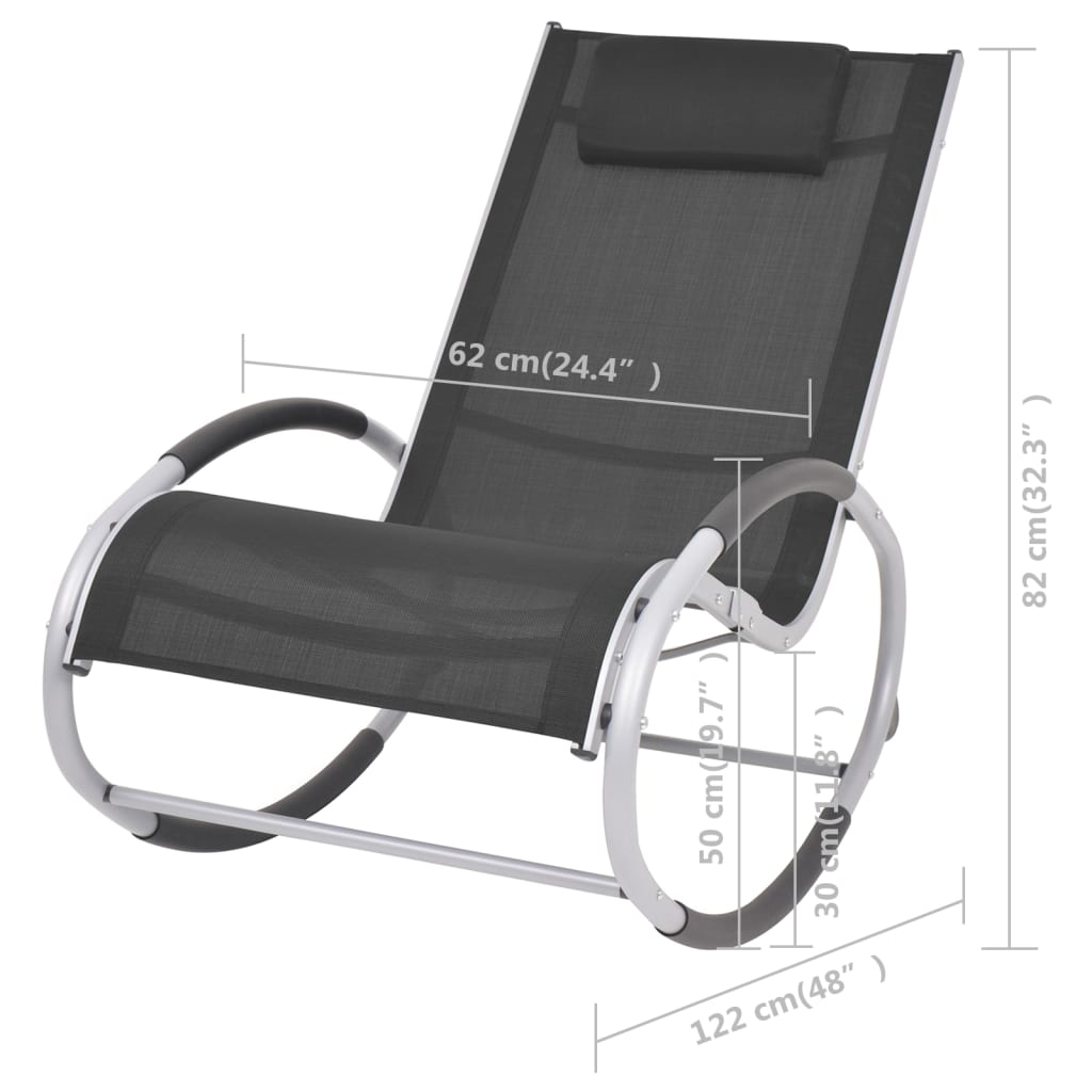 vidaXL Chaise à bascule d'extérieur Noir Textilène