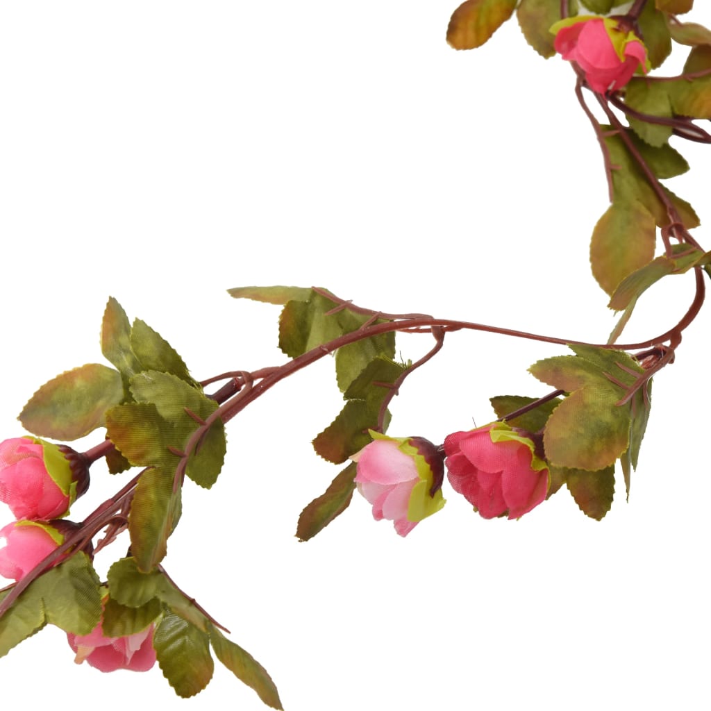 vidaXL Guirlandes de fleurs artificielles 6 pcs rose 215 cm