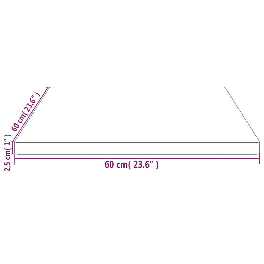 vidaXL Dessus de table blanc 60x60x2,5 cm bois de pin massif