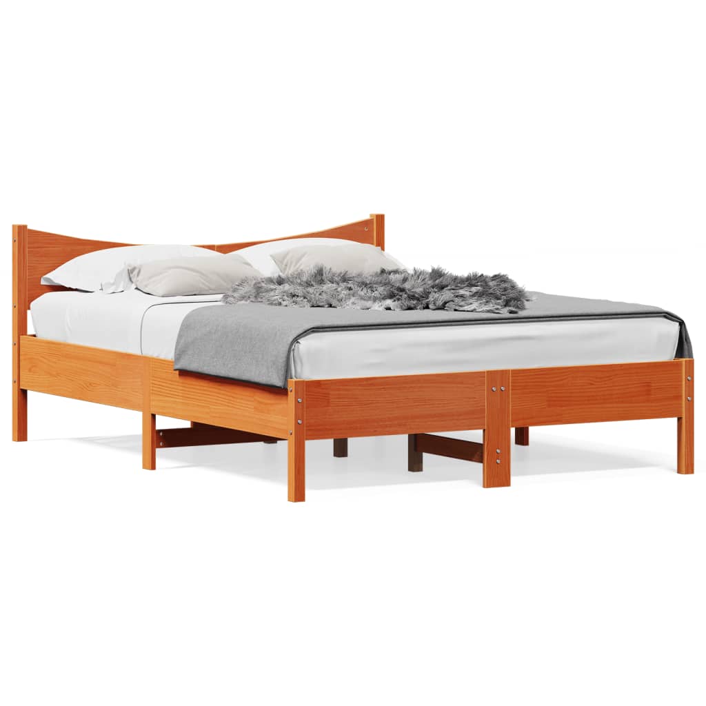 vidaXL Cadre de lit sans matelas cire marron 140x190cm bois pin massif