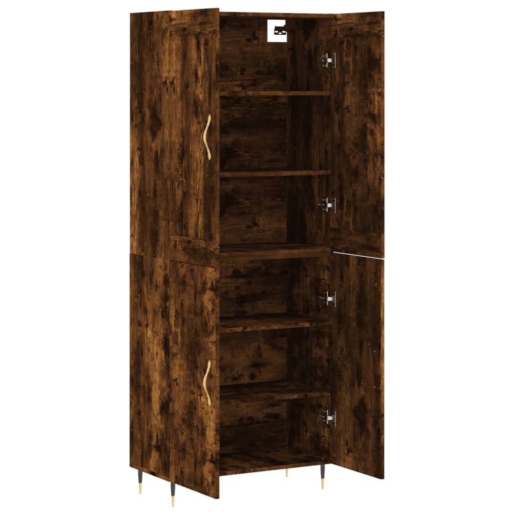 vidaXL Buffet haut Chêne fumé 69,5x34x180 cm Bois d'ingénierie