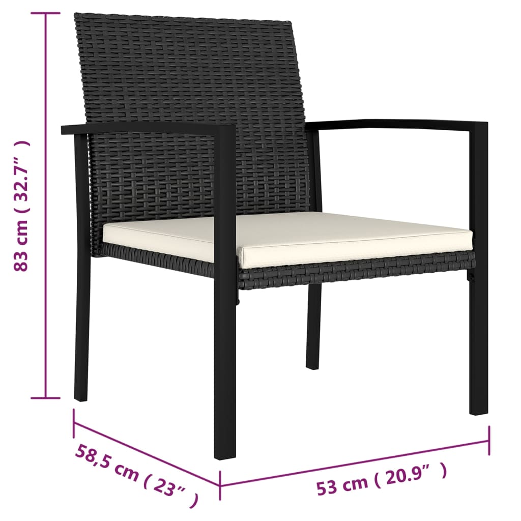 vidaXL Chaises à manger de jardin lot de 4 Résine tressée Noir