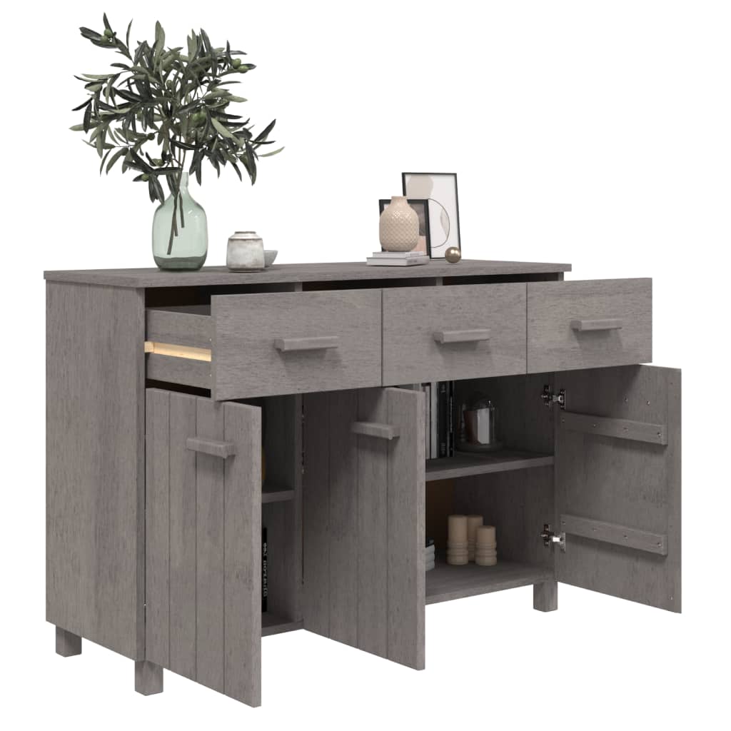 vidaXL Buffet HAMAR Gris clair 113x40x80 cm Bois massif de pin