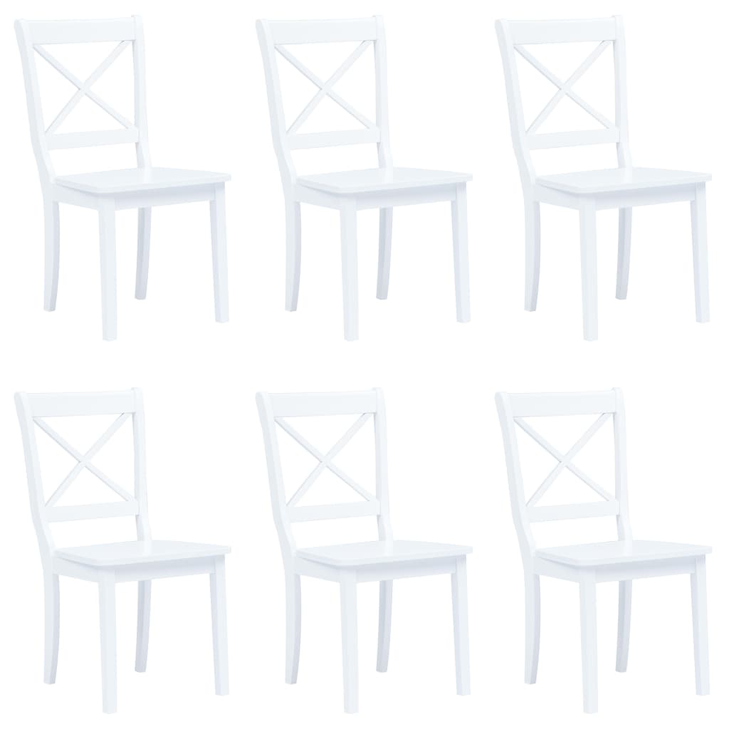 vidaXL 6 pcs Chaises de salle à manger Blanc Bois d'hévéa massif