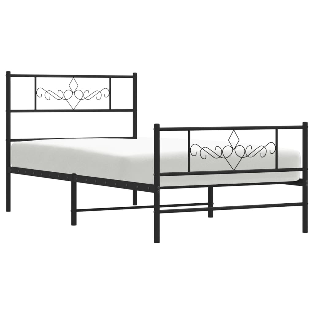 vidaXL Cadre de lit métal sans matelas avec pied de lit noir 75x190 cm