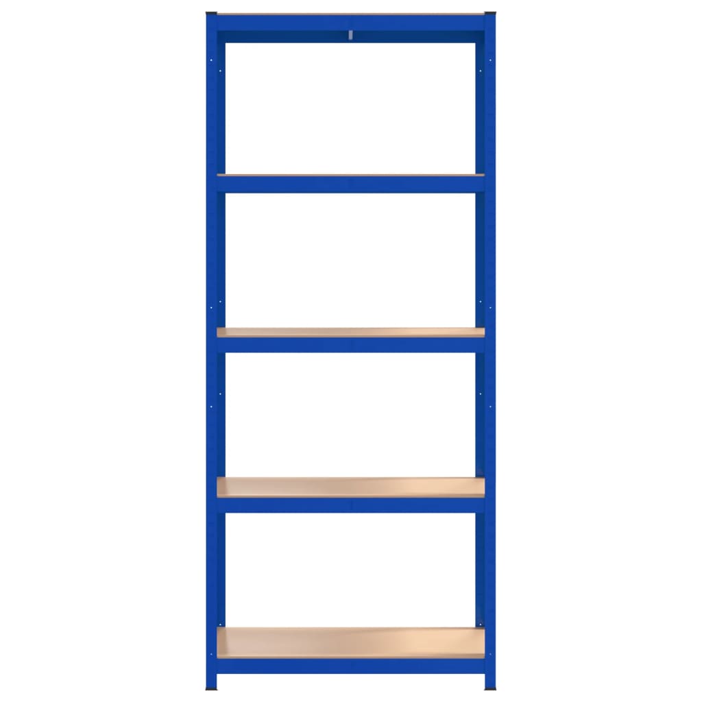 vidaXL Étagères à 5 niveaux 2pcs Bleu Acier et bois d'ingénierie