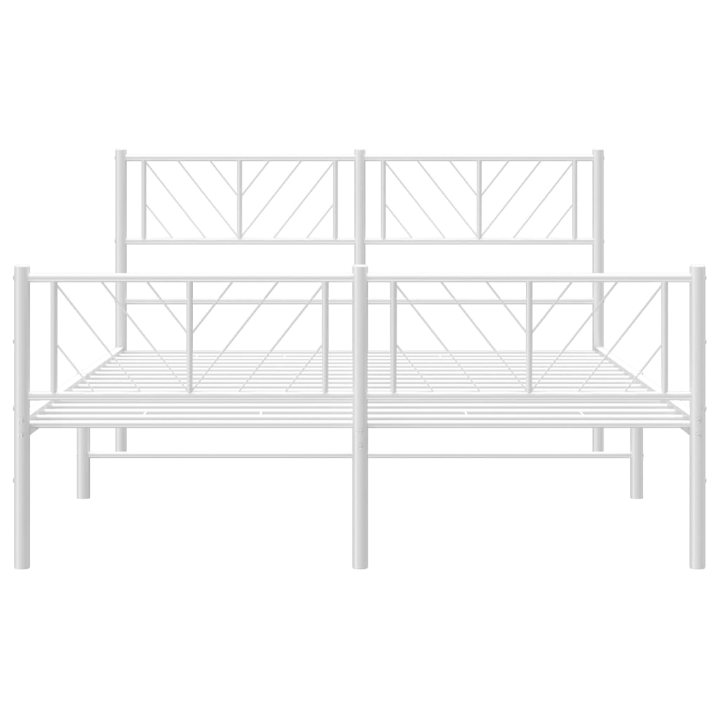 vidaXL Cadre de lit métal sans matelas et pied de lit blanc 120x200 cm