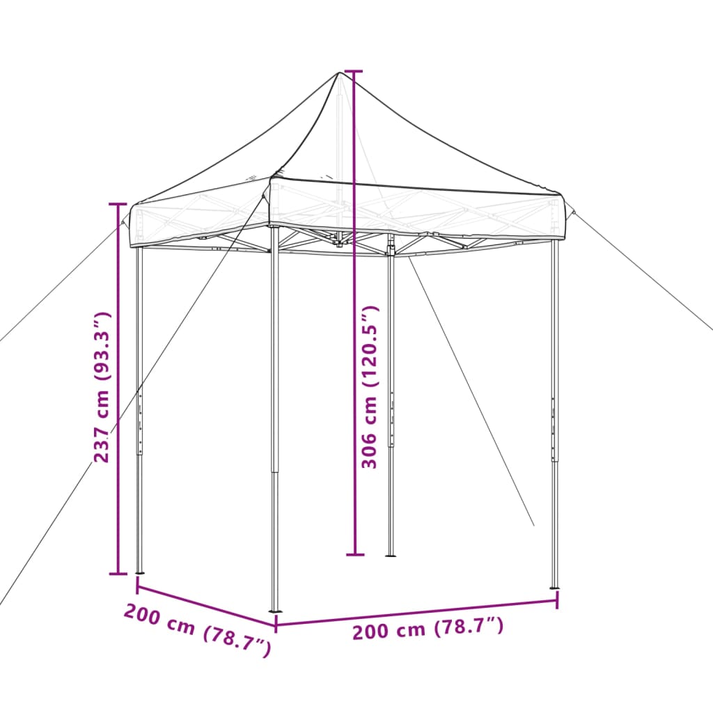 vidaXL Tente de réception pliable escamotable bordeaux 200x200x306 cm