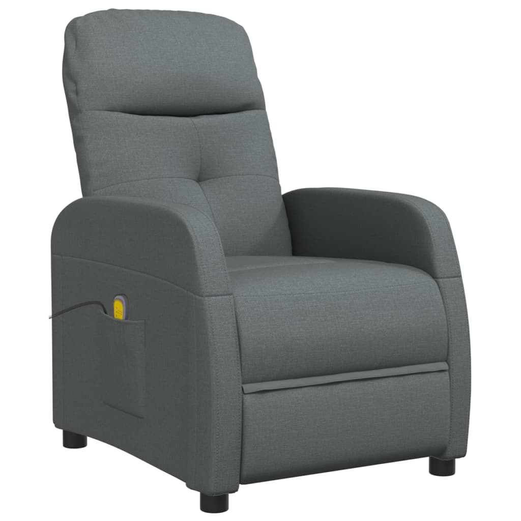 vidaXL Fauteuil de massage Gris foncé Tissu