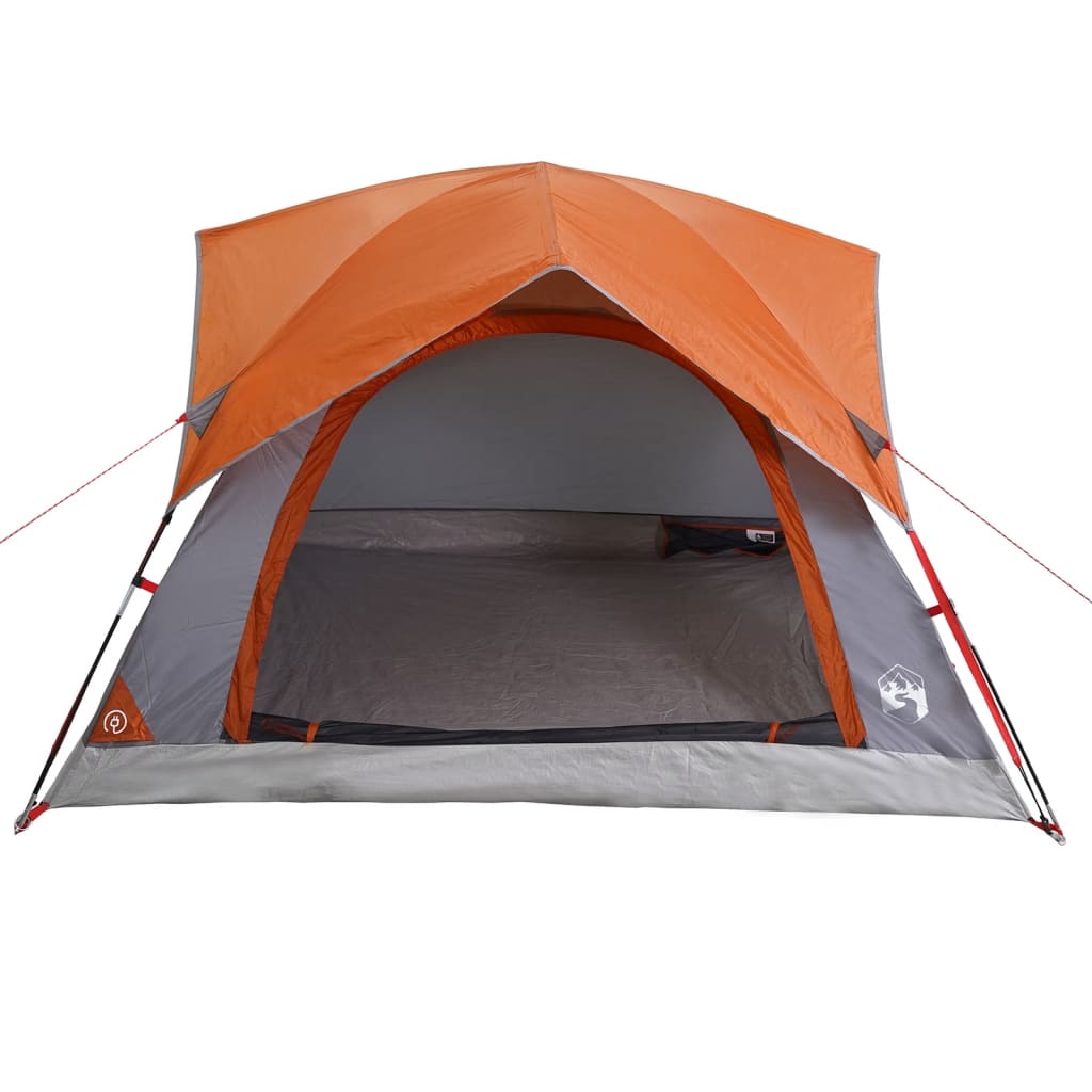 vidaXL Tente de camping de cabine 4 personnes gris orange imperméable