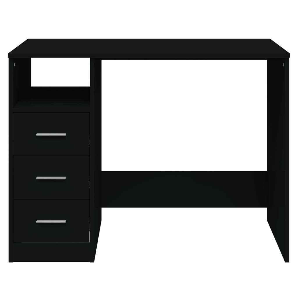 vidaXL Bureau avec tiroirs Noir 102x50x76 cm Bois d'ingénierie