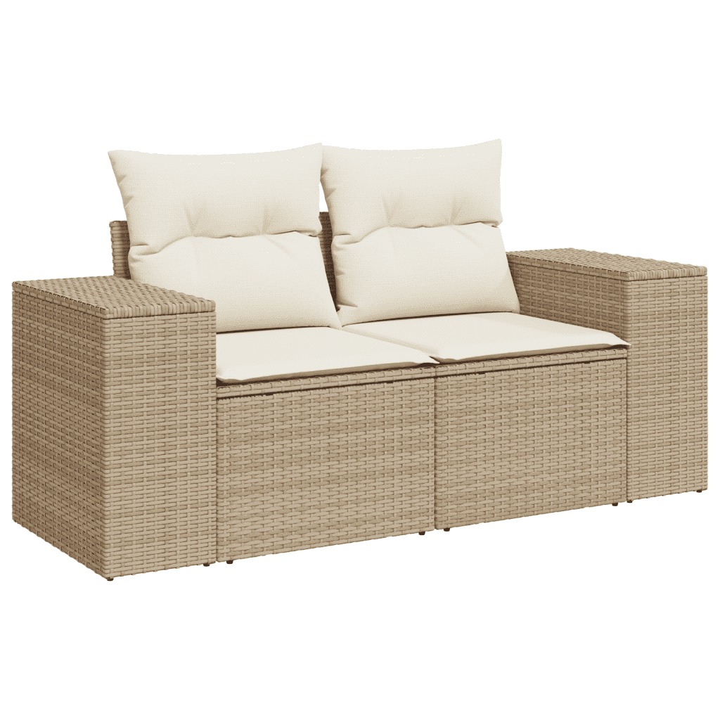 vidaXL Salon de jardin 11 pcs avec coussins beige résine tressée