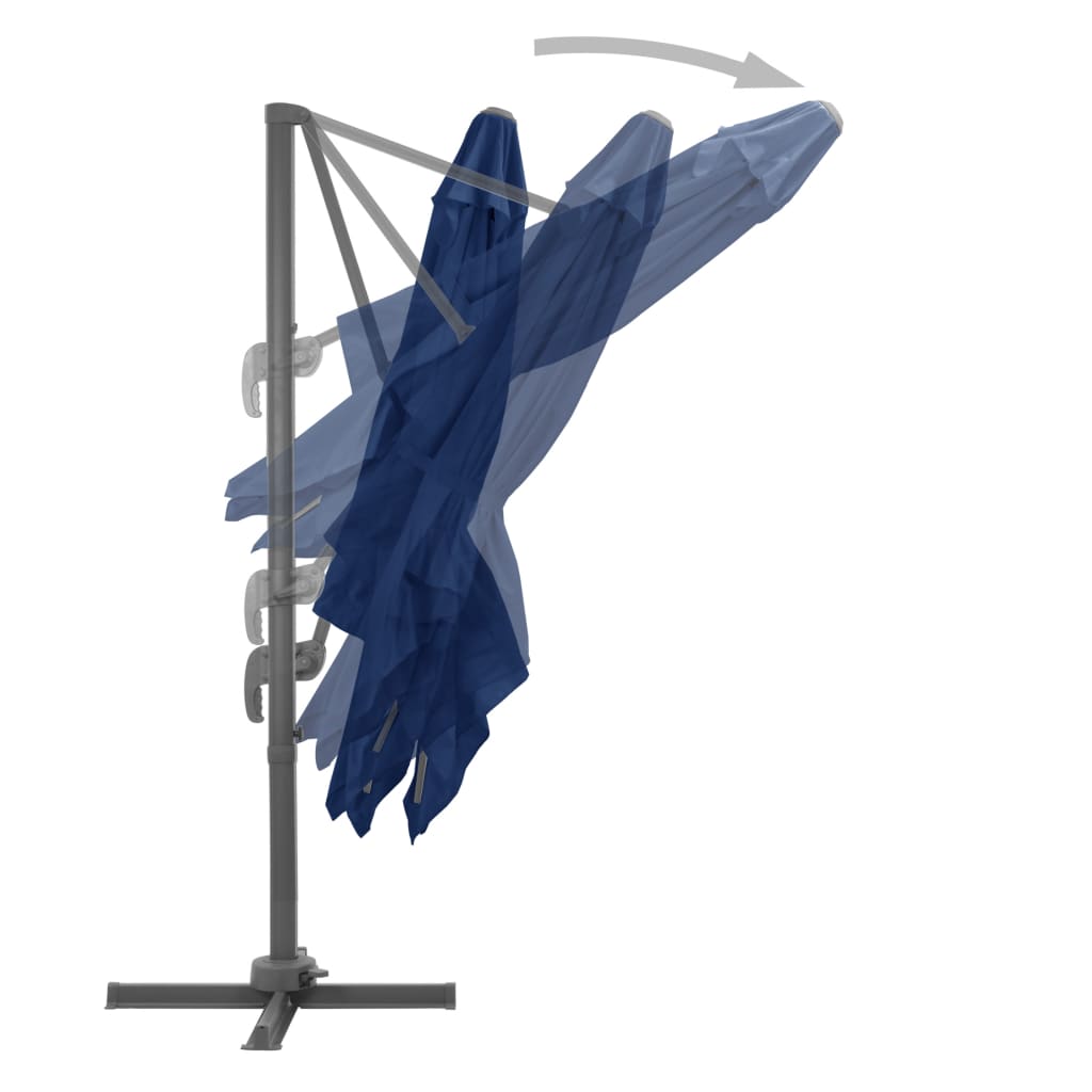 vidaXL Parasol de jardin en porte-à-faux et mât en aluminium bleu azur