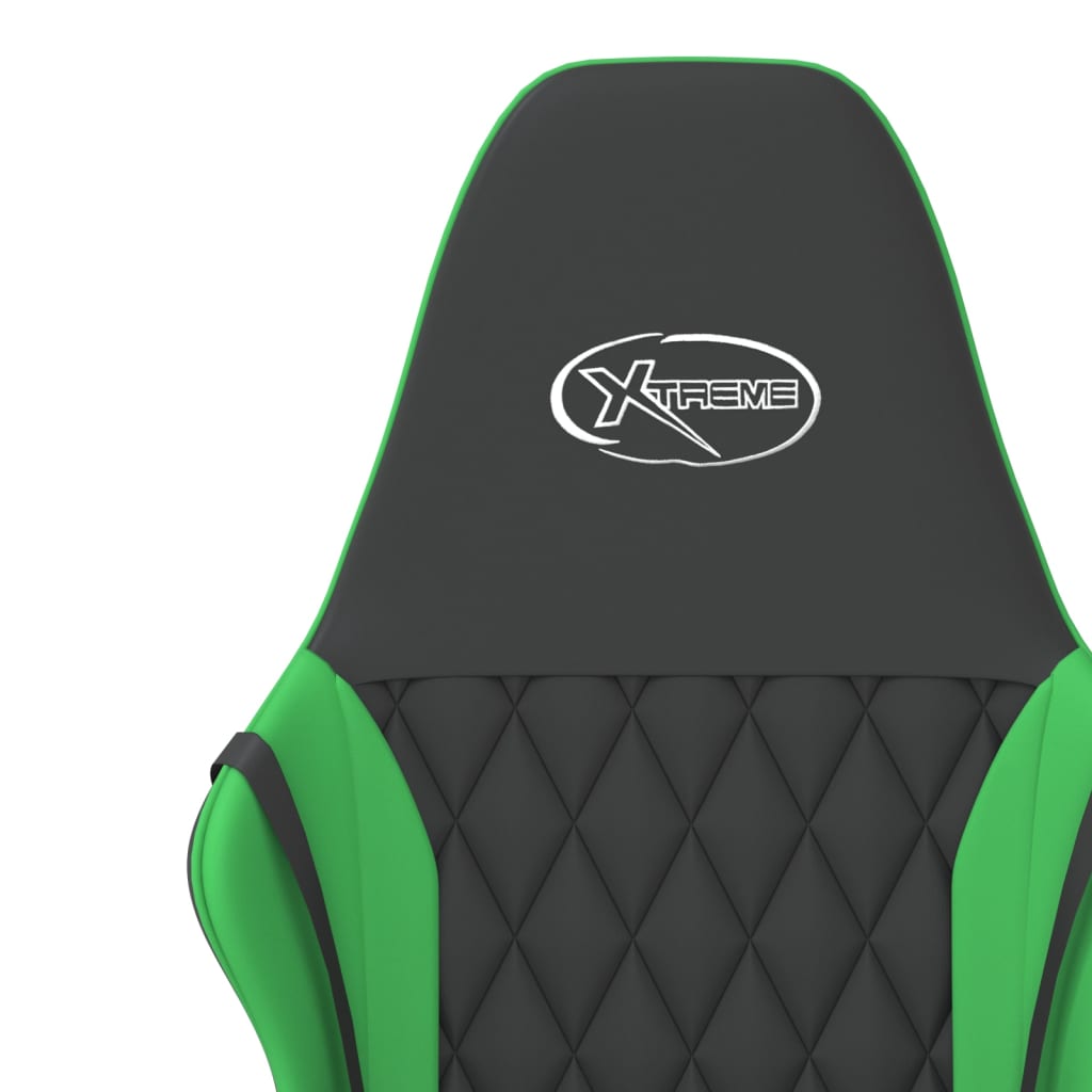 vidaXL Chaise de jeu de massage Noir et vert Similicuir