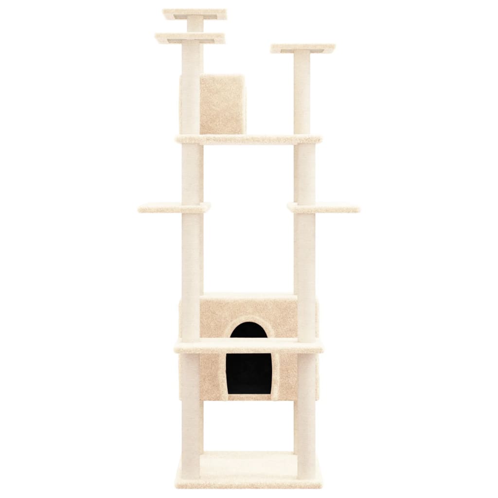 vidaXL Arbre à chat avec griffoirs en sisal Crème 162 cm