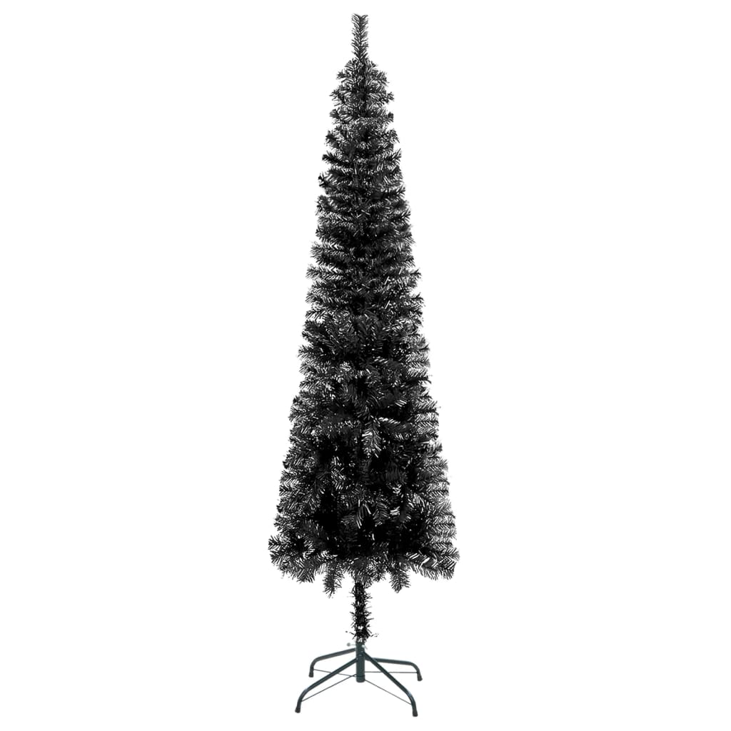 vidaXL Arbre de Noël mince pré-éclairé noir 120 cm