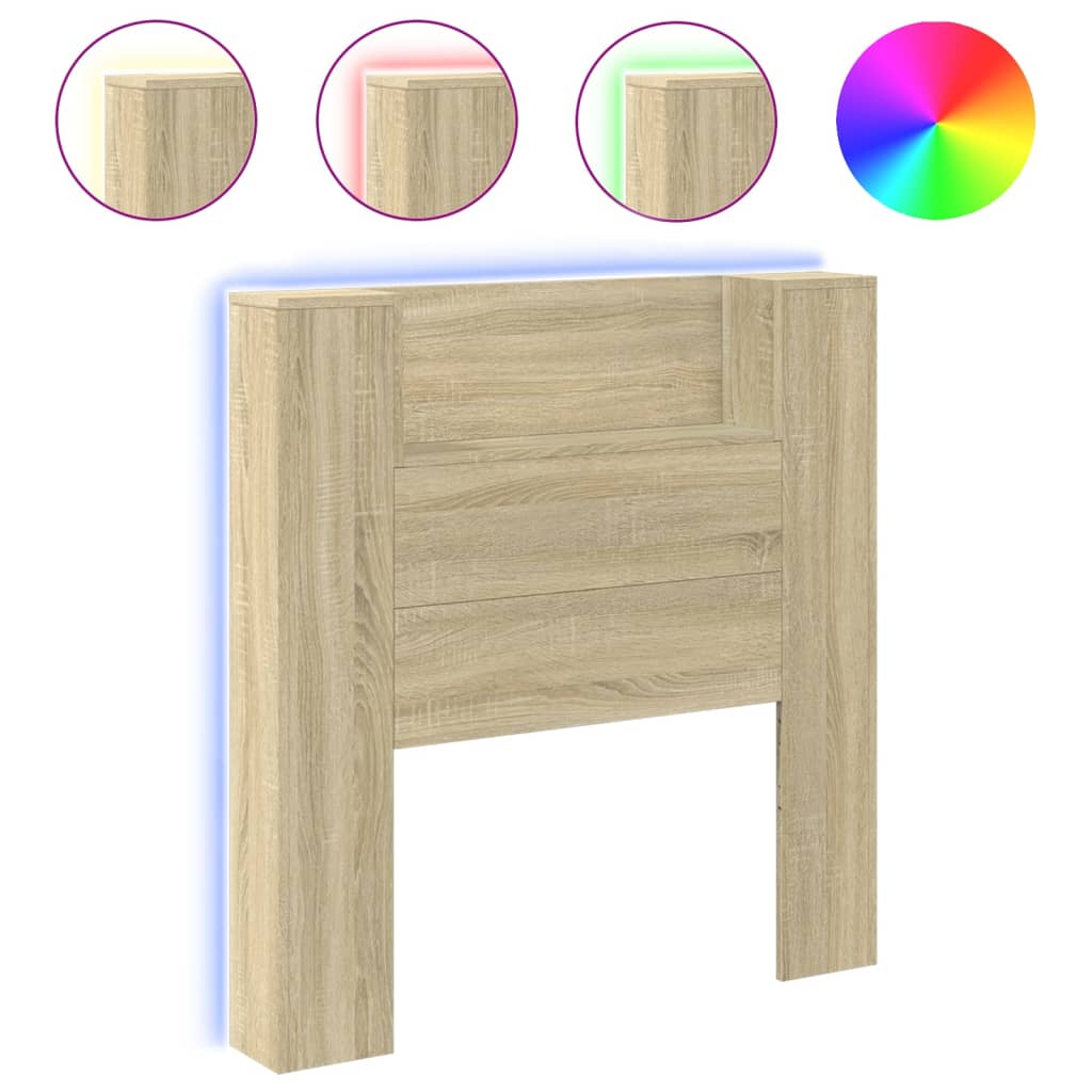 vidaXL Armoire tête de lit avec LED chêne sonoma 100x16,5x103,5 cm